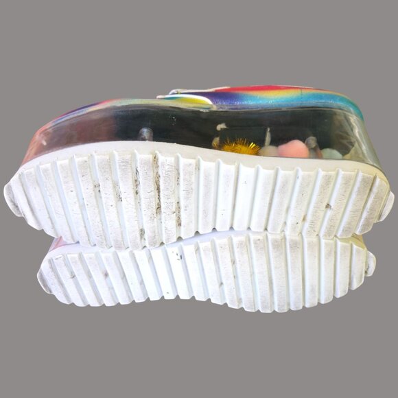 YRU QLOUD Rainbow Glitter Clear Platform Shoes Creepers Kawaii Rave Festival Sz - Picture 14 of 15